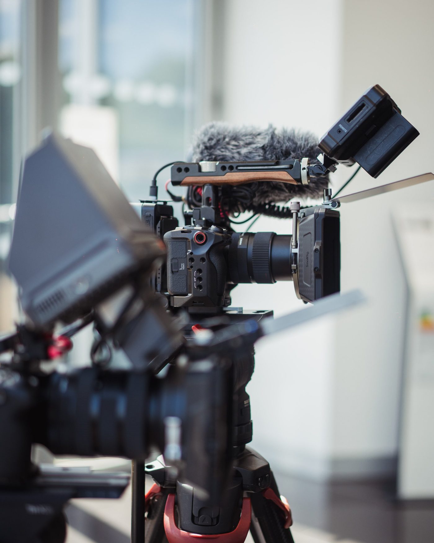 Cinema camera rig set up for a shoot